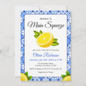 Invitation Baby Shower Fleur de Citron sur Carreau Bleu Mama' (Devant)