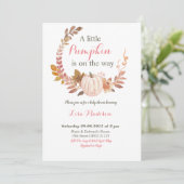 Invitation Baby shower Fleur de citrouille rustique d'automne (Debout devant)