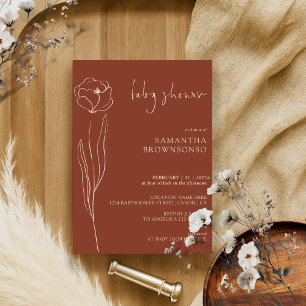 Invitation Baby Shower Fleur de Daisy Indie Terracotta