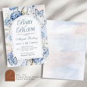 Invitation Baby Shower Fleur de Hortensia Bleu Bébé en Fleur
