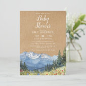 Invitation Baby Shower Fleur de Montagne Kraft Rustique (Debout devant)