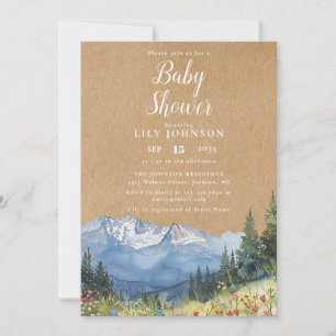 Invitation Baby Shower Fleur de Montagne Kraft Rustique