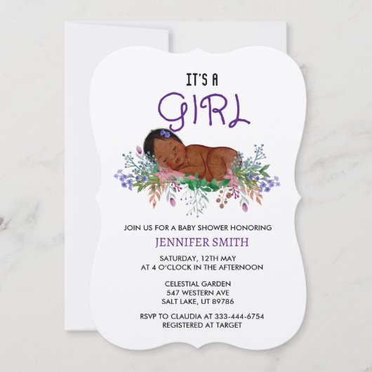 Invitation baby shower Fleur de naissance Juillet  (Devant)