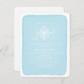 Invitation Baby Shower Fleur de Neige Paquet de Joie - Bleu (Devant / Derrière)