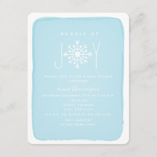 Invitation Baby Shower Fleur de Neige Paquet de Joie - Bleu