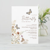 Invitation Baby Shower Fleur de Papillon (Debout devant)