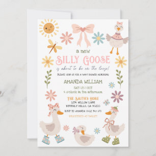 Invitation Baby Shower Fleur de Pissenlit Canard Silly Vintag