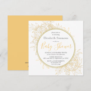 Invitation Baby Shower Fleur de Pivoine Moutarde Toile Floral