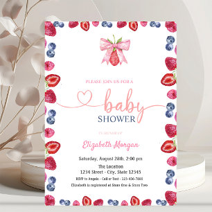 Invitation Baby Shower Fleur d'Eau Myrtille Fraise