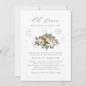 Invitation Baby Shower Fleur d'Hiver Faon Flocon de Neige (Devant)
