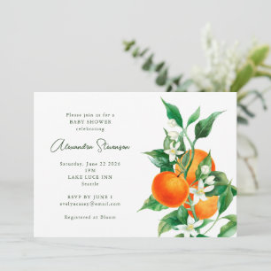 Invitation Baby Shower Fleur d'Orange à l'aquarelle