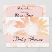 Invitation Baby shower Fleur Faisy Peach Elegant (Devant / Derrière)