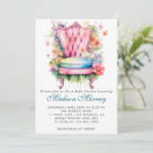 Invitation Baby shower Fleur Fleur Fleur Bleu et Rose (Debout devant)