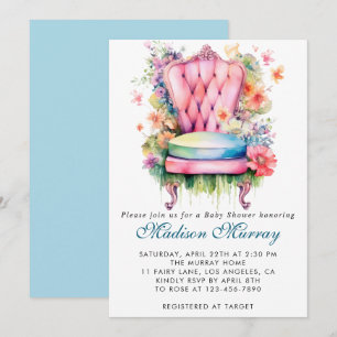 Invitation Baby shower Fleur Fleur Fleur Bleu et Rose