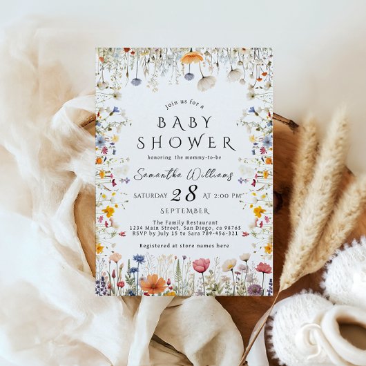 Invitation Baby shower Fleur Fleur sauvage