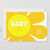 Invitation Baby shower Fleur Jaune Rétro (Devant)