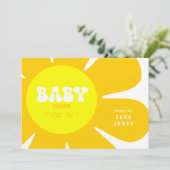 Invitation Baby shower Fleur Jaune Rétro (Debout devant)