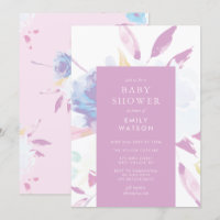 Baby Shower Fleur Moderne Aquarelle Violet