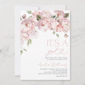 Invitation Baby Shower Fleur Moderne Mignon pour Bébé Fille (Devant)