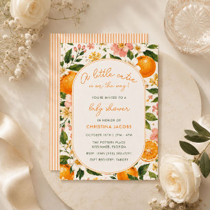 Invitation Baby Shower Fleur Orange Mignonne d'Été