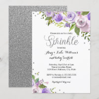 Baby Shower Fleur Pailletée Violet Argenté