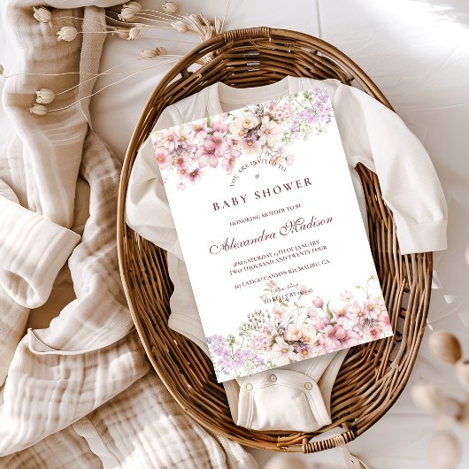 Invitation Baby Shower Fleur Pastel