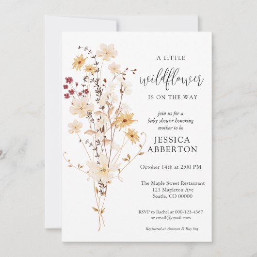 Invitation Baby shower Fleur Petit Fleur sauvage (Devant)