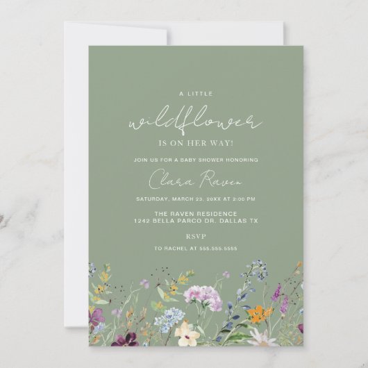 Invitation Baby shower Fleur Petit Fleur sauvage (Devant)