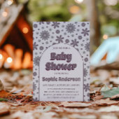 Invitation Baby Shower Fleur Retro Boho Violet
