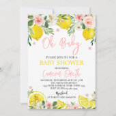Invitation Baby Shower Fleur Rose Citron (Devant)