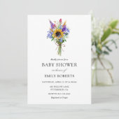 Invitation Baby shower fleur sauvage (Debout devant)