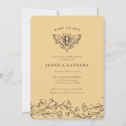 Invitation Baby shower Fleur sauvage (Devant)