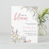 Invitation Baby shower fleur sauvage (Debout devant)