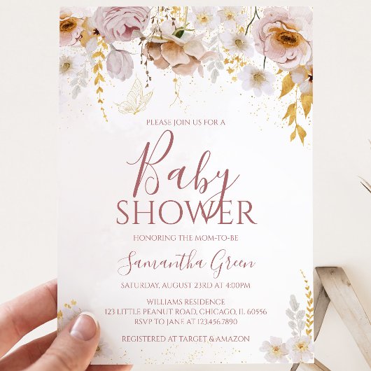 Invitation Baby Shower Fleur Sauvage