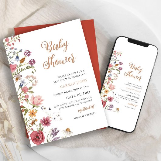 Invitation Baby-Shower Fleur Sauvage