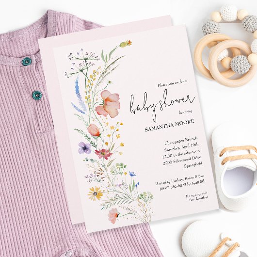 Invitation Baby shower fleur sauvage