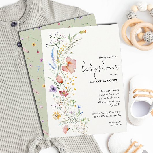 Invitation Baby shower fleur sauvage