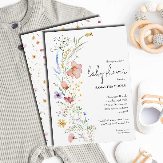 Invitation Baby shower fleur sauvage