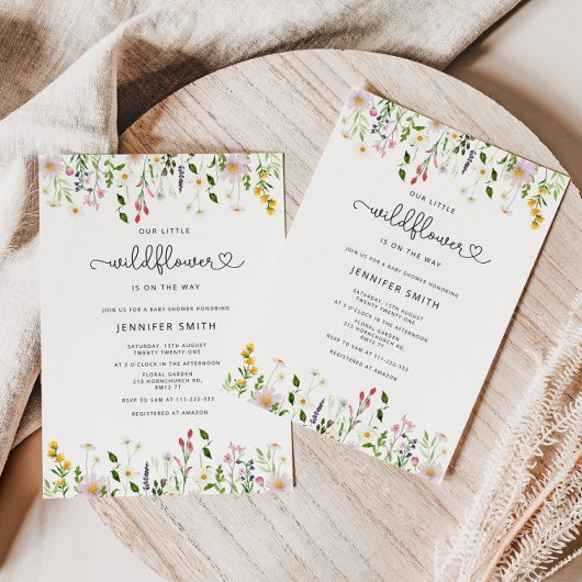 Invitation baby shower fleur sauvage