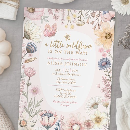 Invitation Baby shower Fleur sauvage