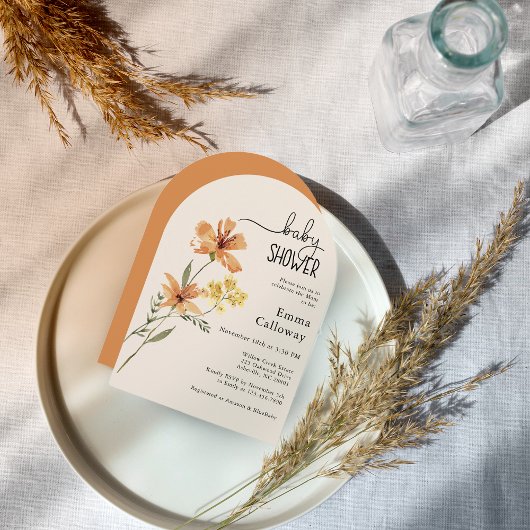 Invitation Baby shower Fleur sauvage