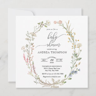 Invitation Baby shower fleur sauvage