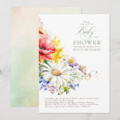 Invitation Baby shower fleur sauvage (Devant / Derrière)