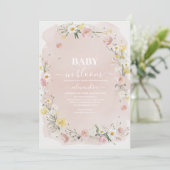 Invitation Baby shower fleur sauvage à charpente (Debout devant)