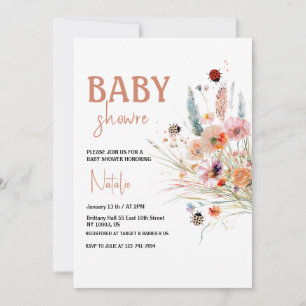 Invitation Baby shower fleur sauvage à gazon Pampas