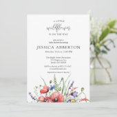 Invitation Baby shower Fleur sauvage aquarelle (Debout devant)