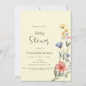 Invitation Baby shower Fleur sauvage aquarelle (Devant)