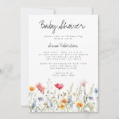 Invitation Baby shower Fleur sauvage aquarelle (Devant)