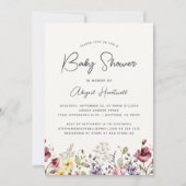 Invitation Baby shower Fleur sauvage aquarelle (Devant)