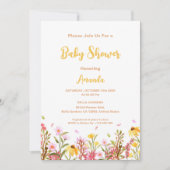 Invitation Baby shower Fleur sauvage aquarelle (Devant)